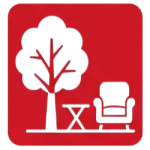 Icona giardino con arredi - Il giardino delle camelie - affitti brevi - Biella